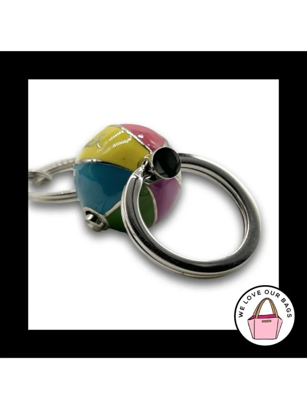 NWT COACH LEGACY Stripe Beach Ball Valet Keychain Bag Charm Hang Tag Fob 93160